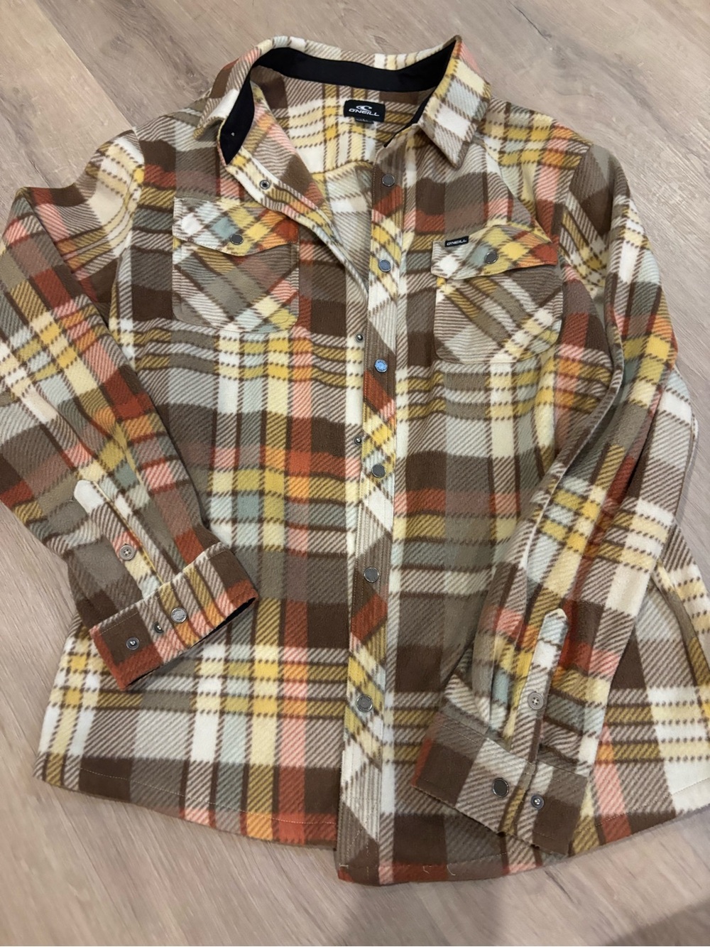O'Neill Brown, Yellow & Orange Plaid Kids Button-Down Shirt